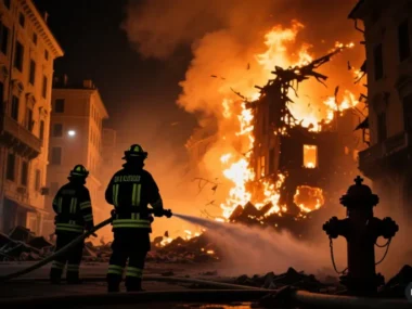 Kiev è andata in fiamme dopo l’attacco missilistico russo - Immagina prodotta con IA