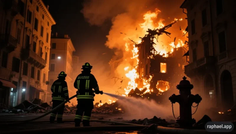 Kiev è andata in fiamme dopo l’attacco missilistico russo - Immagina prodotta con IA