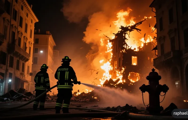 Kiev è andata in fiamme dopo l’attacco missilistico russo - Immagina prodotta con IA