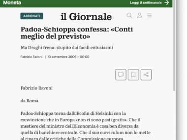 Padoa-Schioppa confessa: «Conti meglio del previsto»