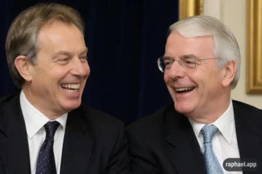 Tony Blair e John Major che ridono