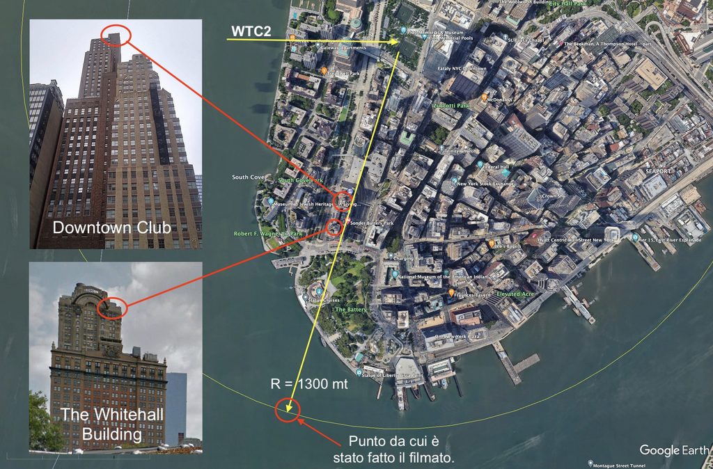 Dettaglio dell'edificio in primo piano e quello in secondo piano che ha permesso di approssimare l'angolo di alzata della ripresa e di conseguenza la distanza a terra.