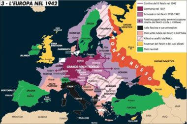 Mappa geopolitica dell'espansione del nazismo nel 1942.