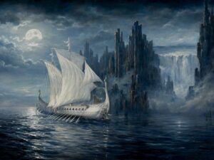 La Nave Bianca - da un racconto di H.P. Lovecraft (Novembre 1919) - Immagine IA